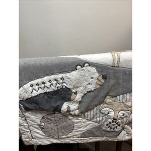 Levtex Baby Crib Blanket With Woodland Theme 39 X 34.EUC‎